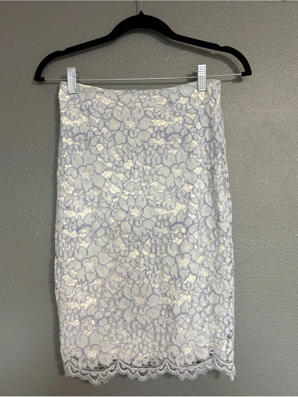 NBD x Naven Twins Lace Pencil Skirt XS Baby Blue Floral Lace Lined
